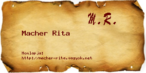 Macher Rita névjegykártya