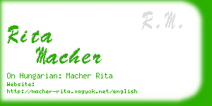 rita macher business card